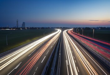 Obraz premium Cityscape in Motion: Urban Highway Drive