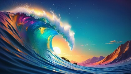 abstract colorful strong wave banner, illustration