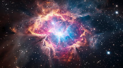 Fototapeta premium Illustration of a space cosmic background of supernova nebula and stars