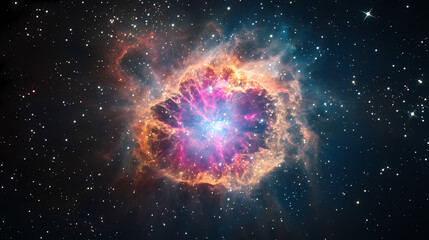 Fototapeta premium Illustration of a space cosmic background of supernova nebula and stars