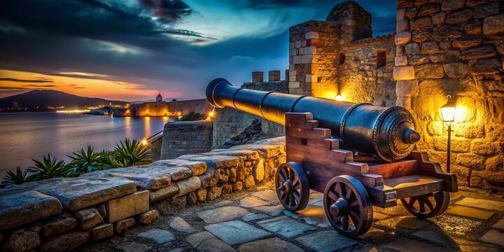 Cesme Castle Cannon at Dusk - Low Light Historical Photography