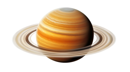 Saturn's Majesty: A detailed rendering of the gas giant Saturn, showcasing its iconic ring system. The planet's swirling atmosphere and majestic rings are rendered in stunning detail.