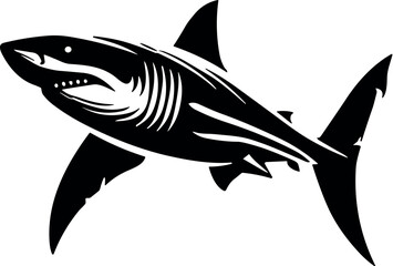 Great White Shark vector black silhouette cricut design for T-shirt
