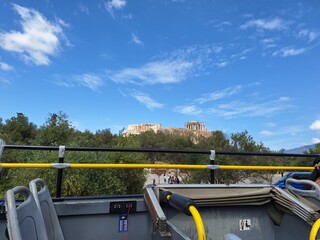 Parthenon seen from afar in Athens, Greece