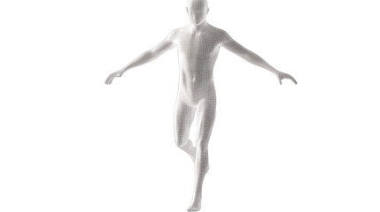 Silhouette of a Man in Motion: An ethereal and enigmatic silhouette of a man in motion, rendered in a striking monochromatic palette, with outstretched arms and a graceful pose.