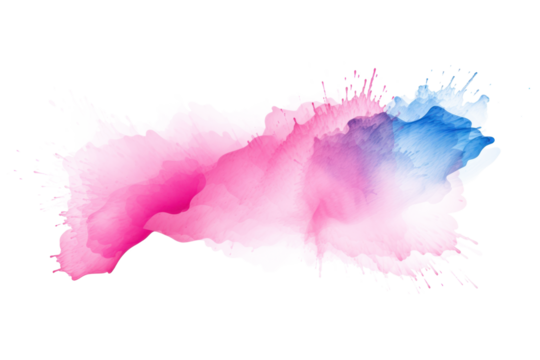 pink blue watercolor splash isolated on white or transparent png