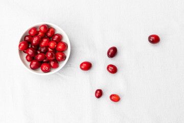 Fresh Cranberries in a Bowl on White Background