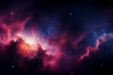 Fototapeta premium Colorful cosmic nebula displaying vibrant hues of purple and pink in deep space. Generative AI
