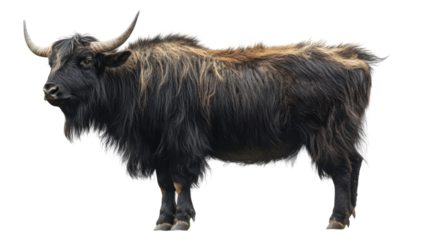 Majestic Yak: A powerful yak with thick, shaggy fur and impressive horns stands tall, showcasing its strength and resilience.  This majestic animal embodies the spirit of wild beauty.