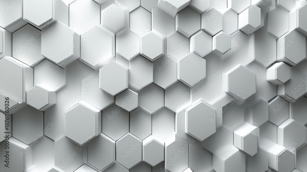 Poster abstract hexagon pattern: a 3d white geometric design