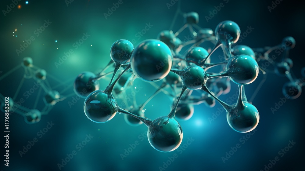 Aufkleber exploring the intricate dance of molecular structures in vibrant colors. generative ai