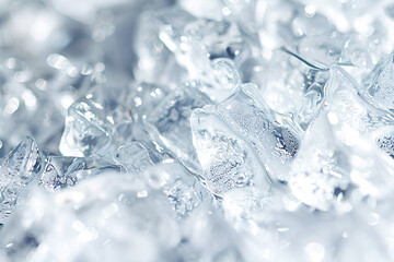 Obraz premium Close-up of ice cubes with intricate details and frosty textures, capturing the purity and coolness of ice.