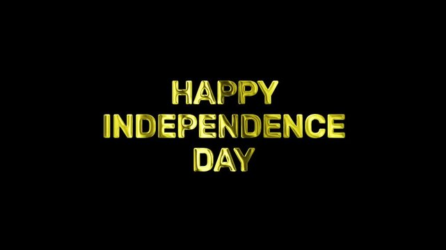 Happy independence day typewriter golden text animation