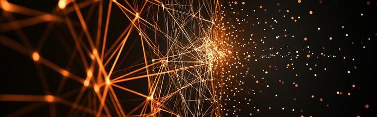 Radiant Golden Connections in a Futuristic Abstract Network