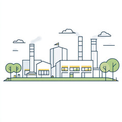 Obraz premium side view of a minimalist manufacturing plant