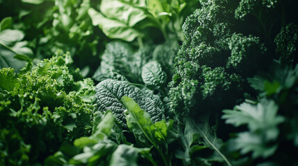 Fresh greens in a vibrant display at a local farmer's market during the summer