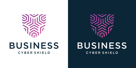 Security shield with star pixel icon technology logotype concept idea. Icon, simple, vector logo, illustration.