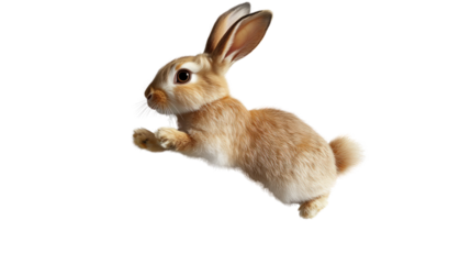 Hopping for Joy: An Adorable Brown Bunny in Mid-Leap 