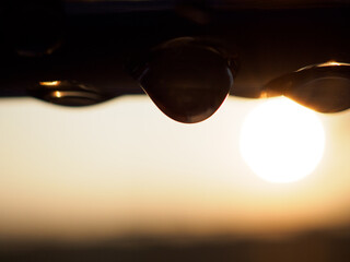 Water drops on stainless steel fence