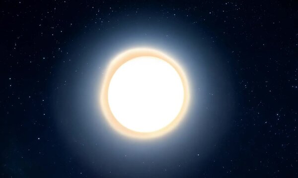 A celestial alignment scene where the moon slowly crosses in front of the sun, creating a partial eclipse. The video emphasizes the natural glow of the sun&rsquo;s edges and the soft shadowing of the moon