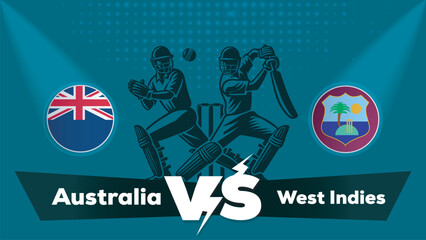 Fototapeta premium Australia VS West Indies Match , West Indies Vs Australia cricket match , Cricket match concept with creative illustration.eps