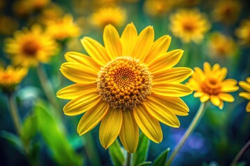 Obraz premium Arnica Montana Portrait Photography: Wolf's Bane Flower Close-up, Herbal Medicine, Nature, Botany