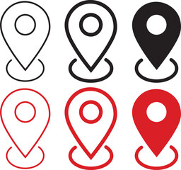 Location pin icon set. Map navigation line style symbol. Gps location sign
