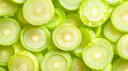Celery Slices: Fresh, Crisp, Green, Juicy, Healthy, Vibrant,  Refreshing, Natural, Delicious, Organic