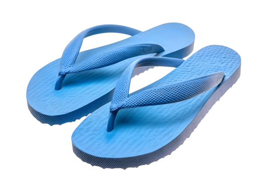 Summer blue flip flops sandals isolated on transparency photo png file