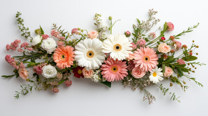 Obraz premium Beautiful flower arrangement with pink, white, and orange blooms