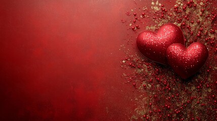 Valentine's day celebration romantic wallpaper red and gold background cozy atmosphere close-up heartfelt concept