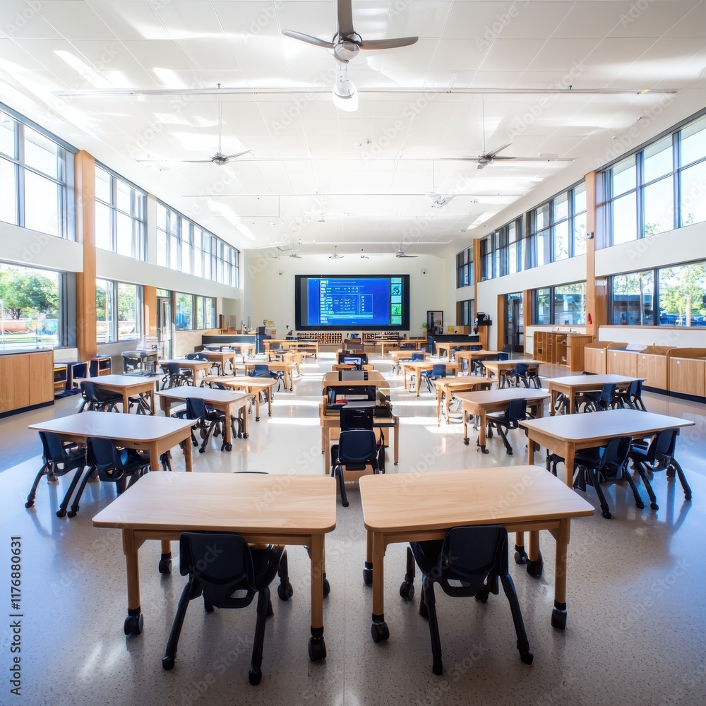 Poster innovative classroom design incorporating formative assessment strategies modern learning space educ