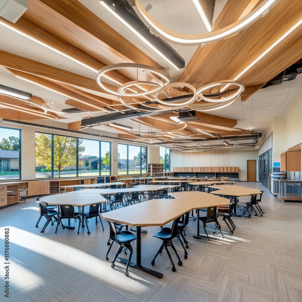 Poster innovative classroom design incorporating formative assessment strategies modern school educational 