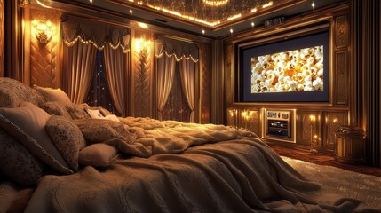 Luxurious Movie Room with Popcorn Machine