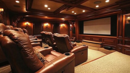 Luxurious Home Theater with Reclining Leather Chairs