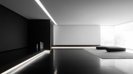 Minimalist Home Theater with Clean Lines and Spacious Design