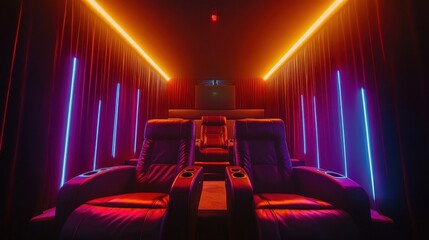 Cozy Home Theater Room with Modern Lighting