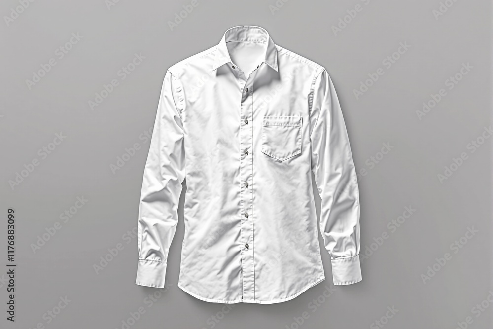 Poster a white long-sleeve shirt displayed on a gray background. clean and minimal design for mockup or cus