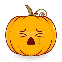 pumpkin crying face cartoon cute
