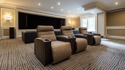 Stylish Movie Room with Comfortable Recliners