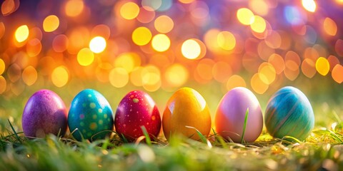 Easter Egg Silhouettes with Bokeh Background - Spring Holiday Festive