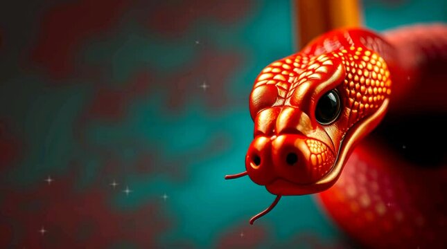 Red background with gold snake for Chinese New Year concept, Celebration of Chinese New Year 
