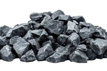 Fototapeta premium Pile of dark rocks showcasing rough textures and irregular shapes in a minimalistic setting