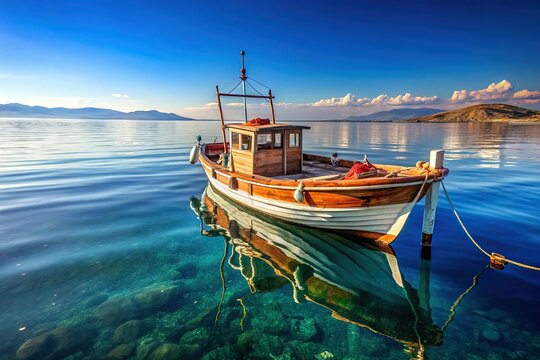Izmir Urla Fishing Boat: High-Definition Sea Scene Stock Photo