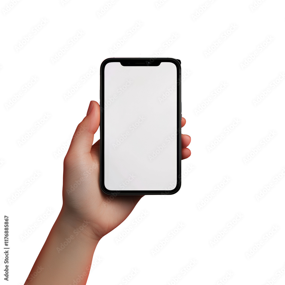 Poster A hand holds a smartphone with a blank screen appearing through a rip in red paper.