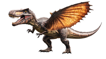 Fototapeta premium winged Tyrannosaurus Rex: Majestic prehistoric creature with large wings, 3D render, fantasy, mythical creature