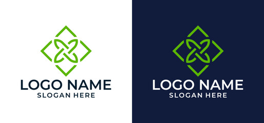 Abstract Rotating leaf line shape vector logo design.