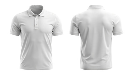white blank polo shirt template from two sides isolated on transparent white background, clipping path
