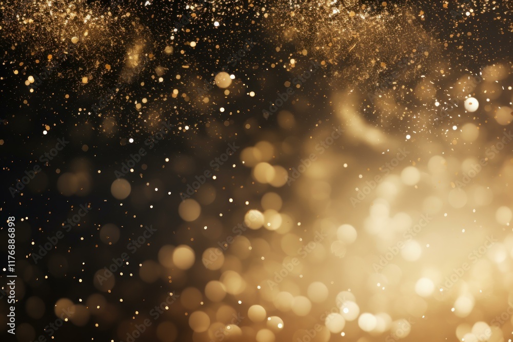 Aufkleber golden particles and bokeh lights are creating a festive, celebratory background, perfect for adding