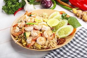 Asian cuisine frien rice with shrimps